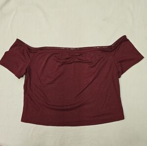 Mossimo Supply Co. Off-Shoulder Ribbed Crop Top,Burgundy - XXL New